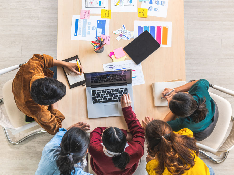 social media customer service outsourcing CX team huddle in call center BPO