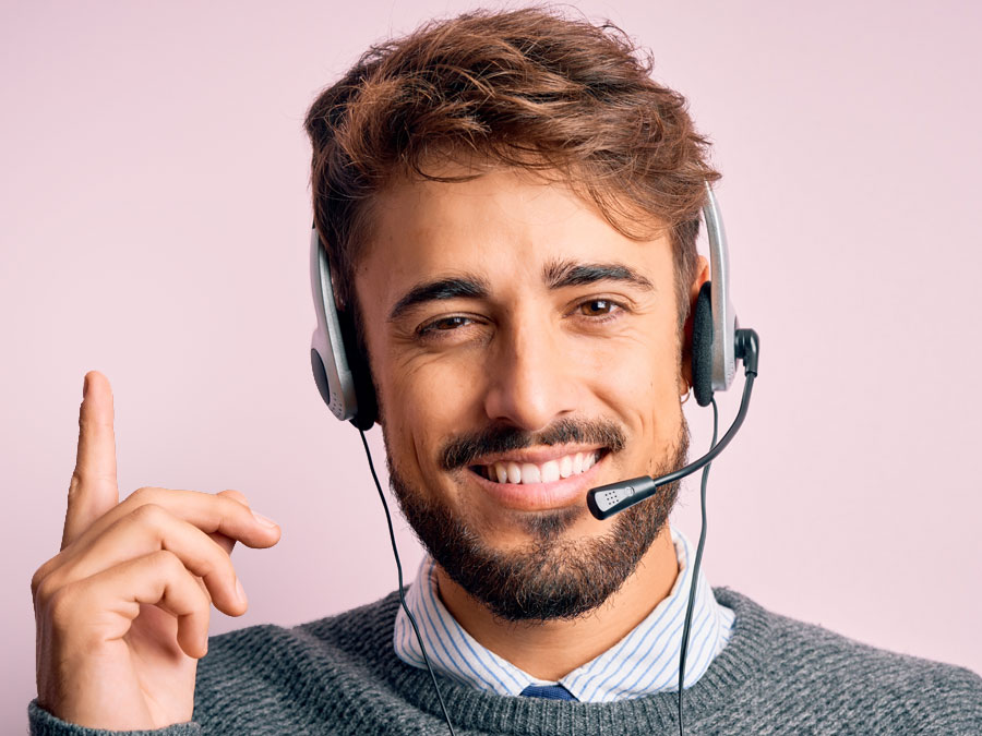 confident customer engagement call center agent