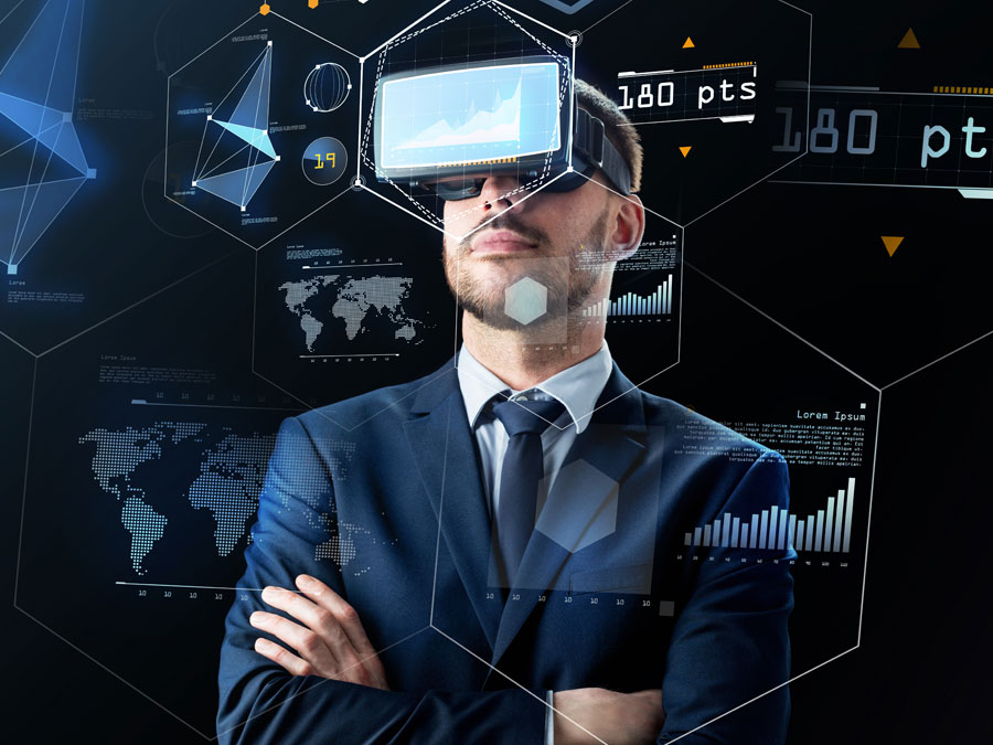 businessman inspecting VR customer experience strategies