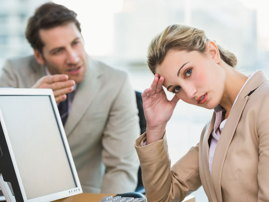 call center employees having heated argument at work