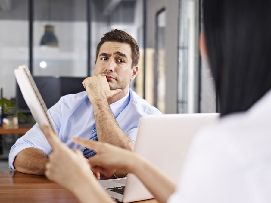 call center team leaders in deep discussion