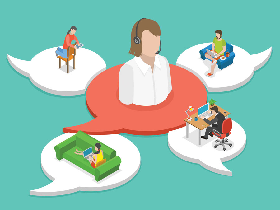 customer service agent depiction multichannel chat call 