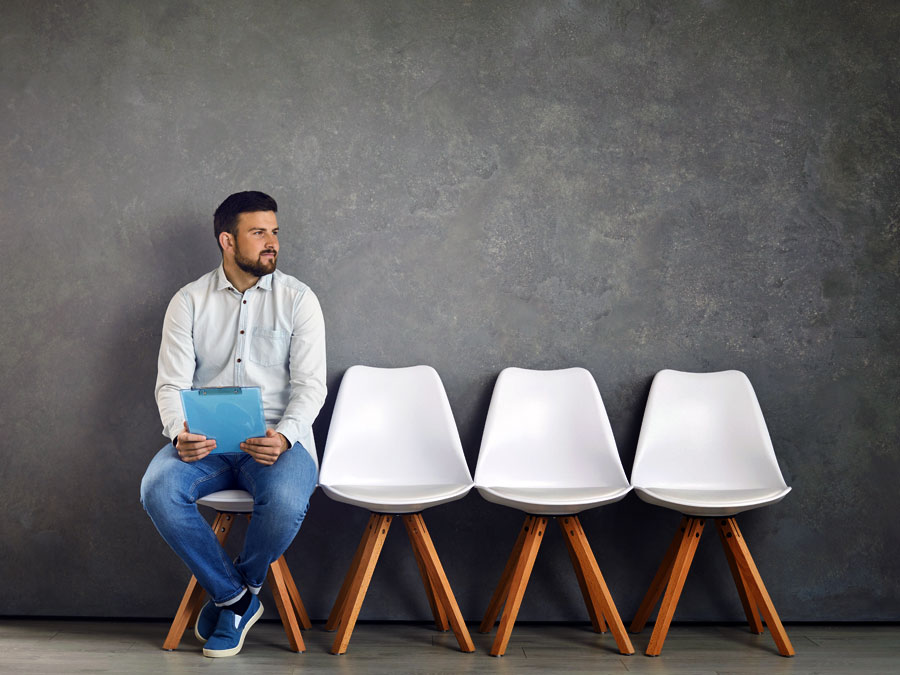 customer service representatives applicant sitting alone waiting room