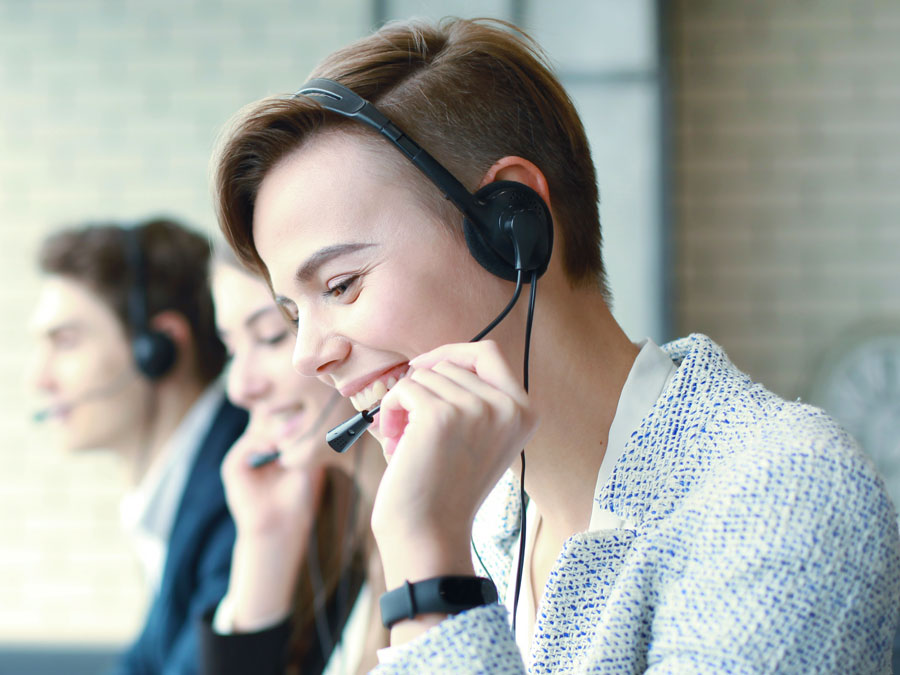 customer service tone of voice depiction smiling woman call center agent