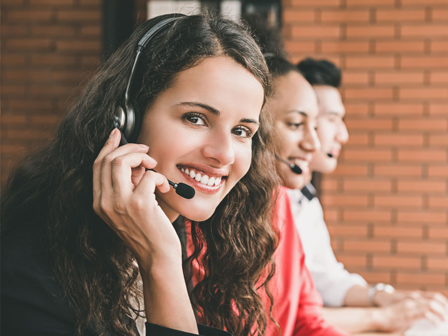 customer service tone of voice smiling support representative in call center agent