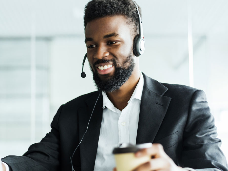 customer support representatives working in call center