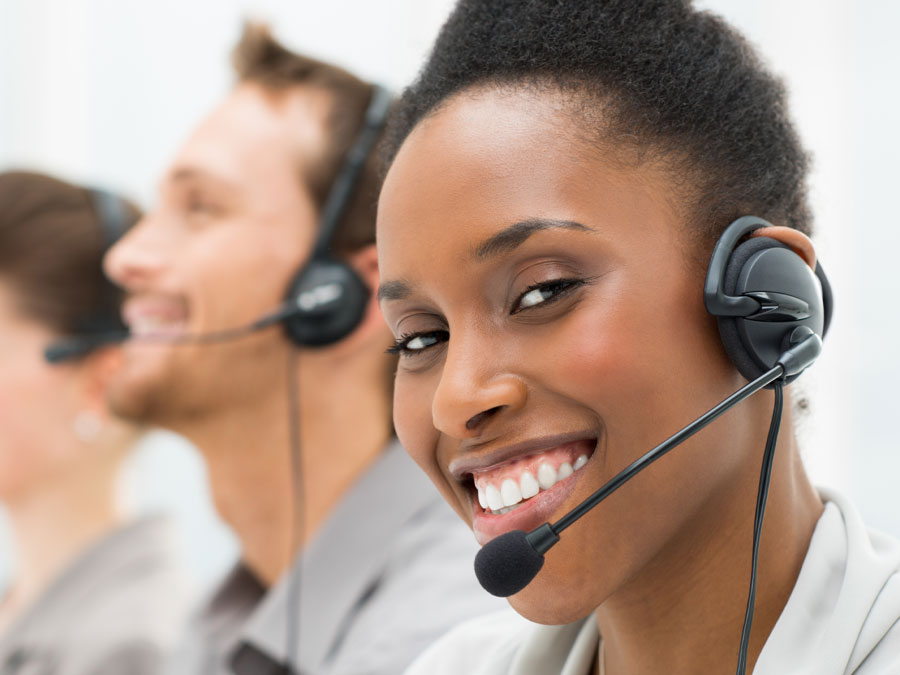 diverse call center customer engagement team 