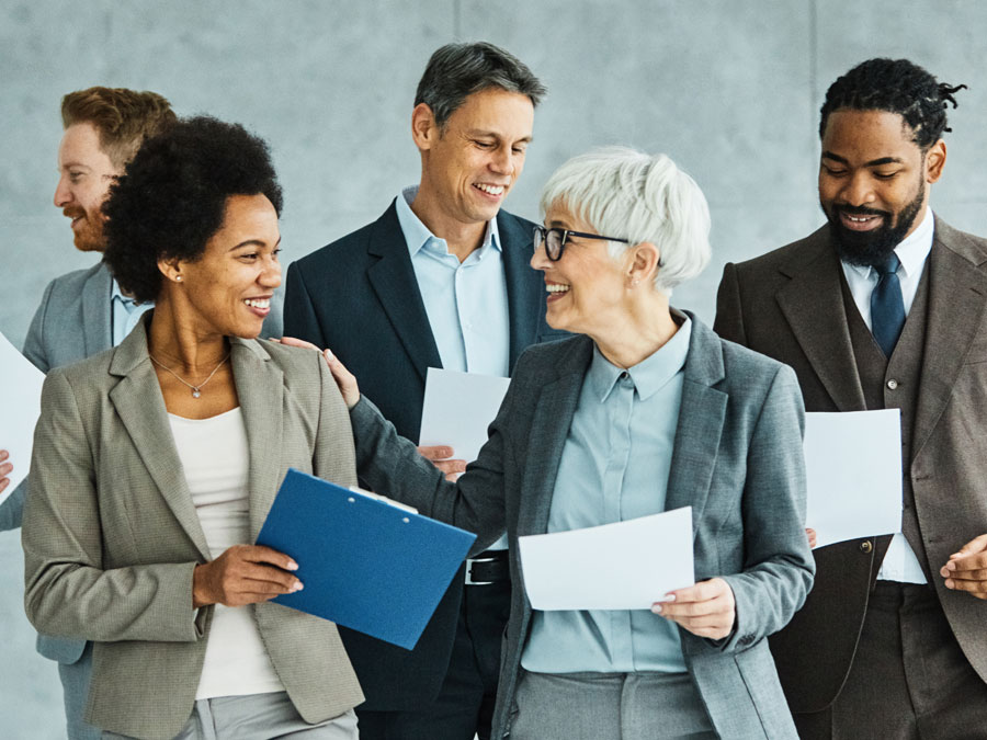 diverse team product of inclusive hiring discussing in call center