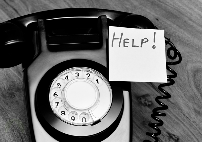 customer service landline rotary phone with help post-it