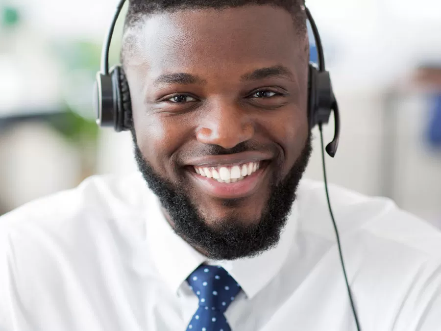 smiling call center agent