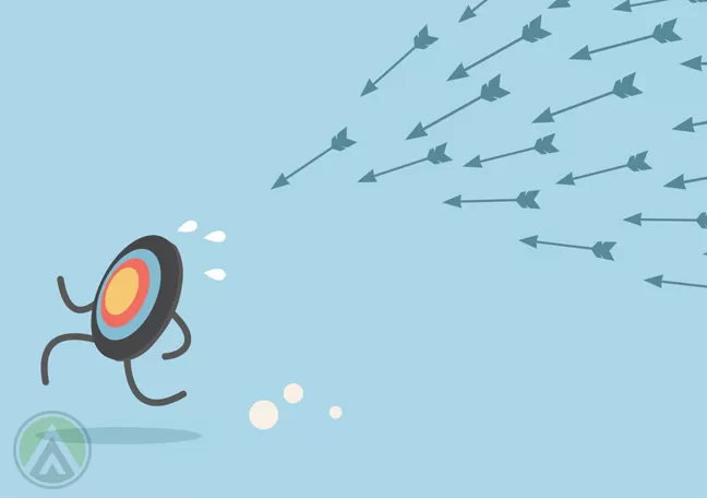 running-bullseye-chased-by-arrows-social-media-marketing