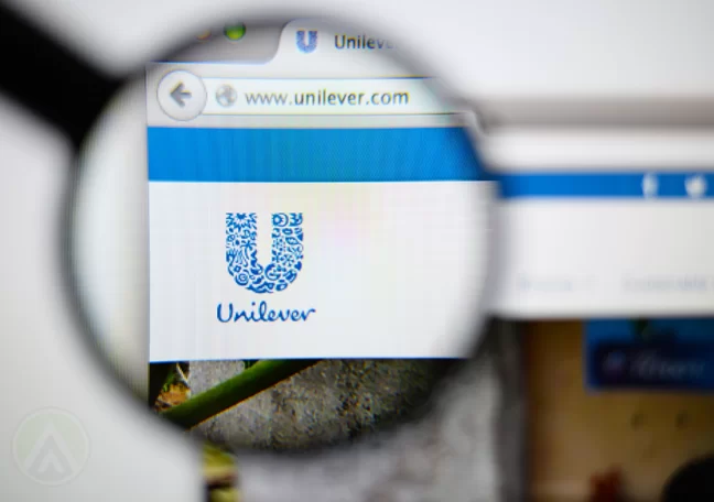 unilever website seen under magnifying lens