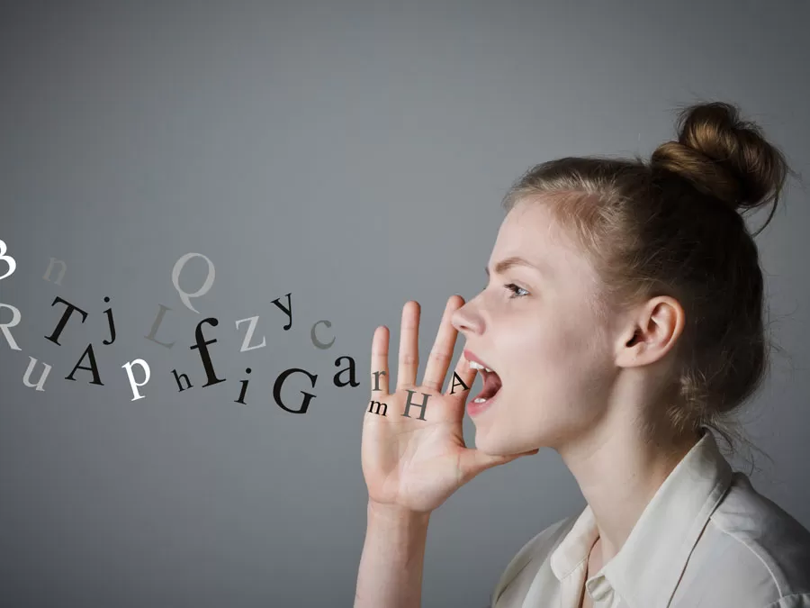 call center agent shouting jumble letters