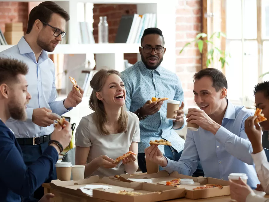 emotional intelligence from customer support team pizza party call center